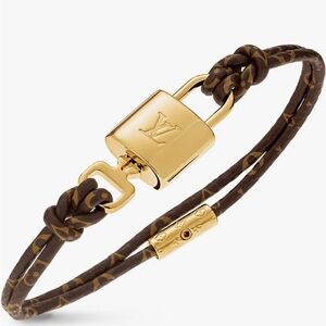 Louis Vuitton Brown Monogram Double-Wrap Padlock Bracelet with Gold Hardware